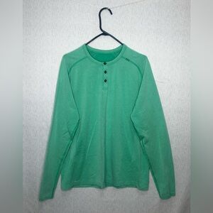 Lululemon Men’s Henley Shirt XL Metal Vent Tech Long Sleeve Gym Activewear Green